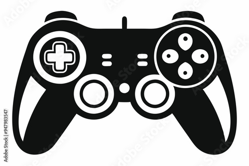 Joystick silhouette vector icon, Game controller art illustration