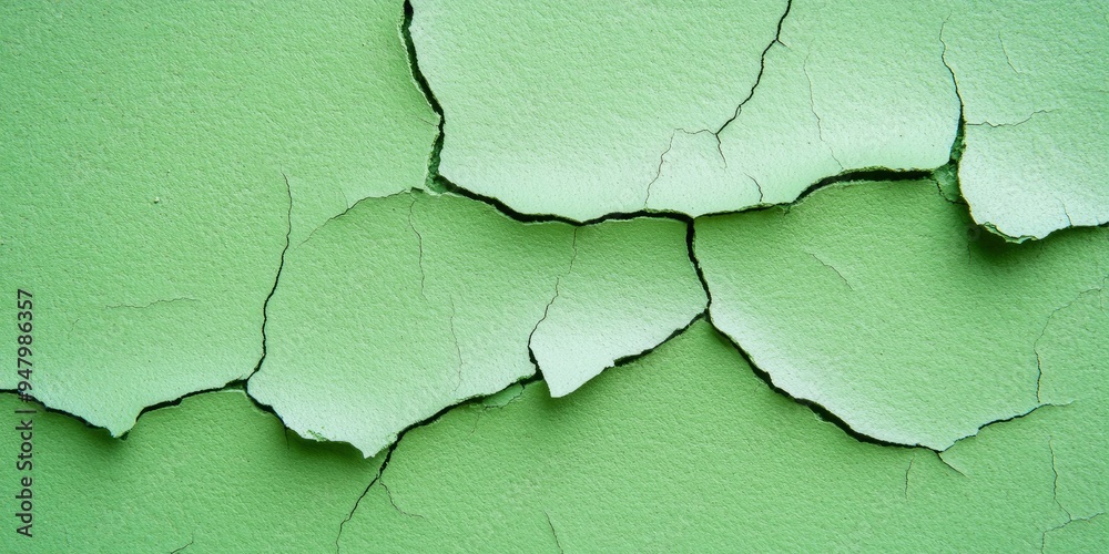 Obraz premium Captivating Cracked Green Wall Texture, A Study in Urban Decay and Architectural Aesthetics