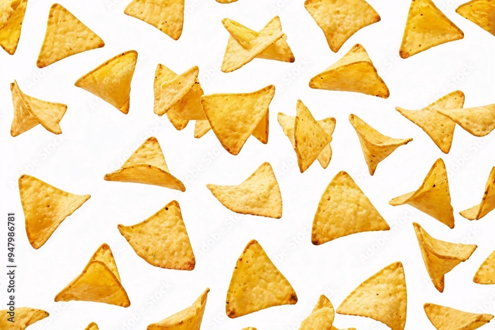 Crispy Triangle Tortilla Chips Falling. Crispy Triangle Tortilla Chips Falling.