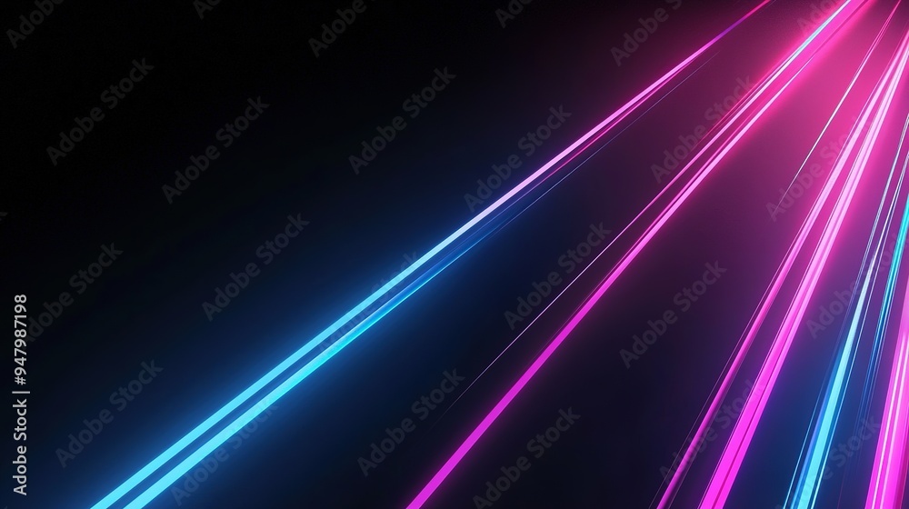 Vibrant neon light beams illuminating a dark space during a futuristic digital art installation Vibrant neon light beams illuminating a dark space during a futuristic digital art installation