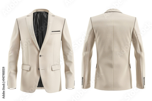 Vintage style jacket mockup front and back isolated on white background.