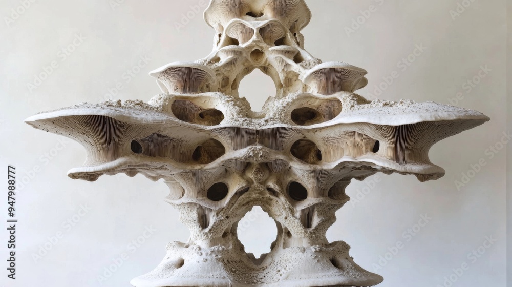 An intricate and complex structure that resembles a naturally formed sculpture, giving a unique blend of organic and abstract artistic representation. An intricate and complex structure that resembles a naturally formed sculpture, giving a unique blend of organic and abstract artistic representation.