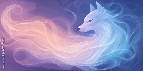 Ethereal Fox, A Dreamlike Journey Through Soft Hues and Abstract Flow photo