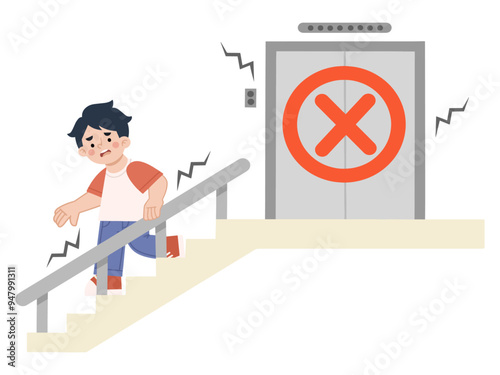 Earthquake evacuation vector illustration