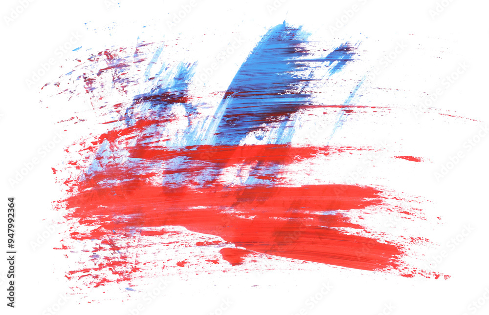 Red blue grunge brush strokes oil paint isolated on white background Red blue grunge brush strokes oil paint isolated on white background