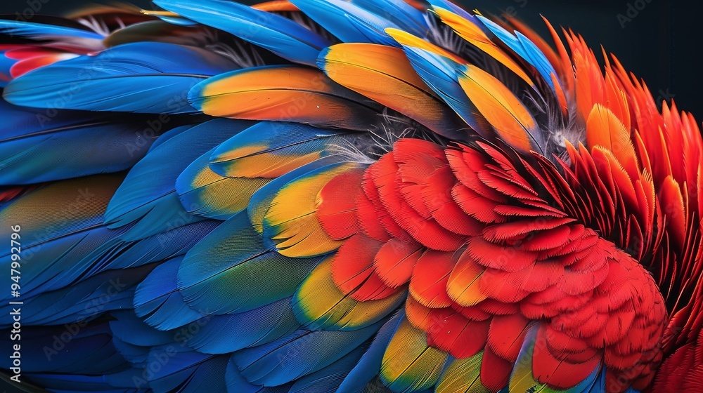 Fototapeta premium A Colorful Scarlet Macaw in a Lush Green Setting