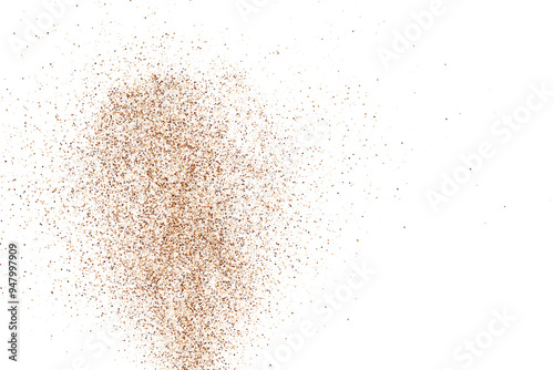 Sand Abstract Backdrop. Coffee Color Texture Isolated on White Background. Chocolate Color Pattern. Brown Shades Confetti. Vector Illustration, EPS 10.