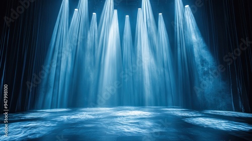 Ethereal Light Show on Stage - Stunning Blue and White Tones with Dynamic Contrasts