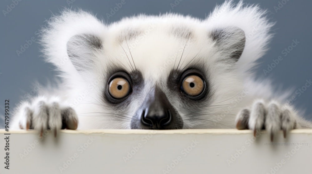 Obraz premium Curious White Lemur Close-Up