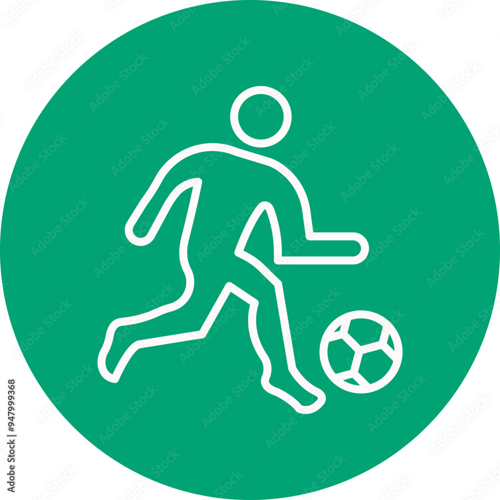 Fototapeta premium Soccer Player line circle icon