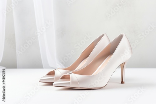 Shoe footwear wedding white.