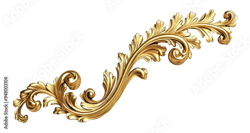 Golden baroque decorative element, cut out