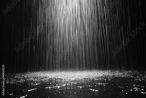 Rainfall on dark surface background