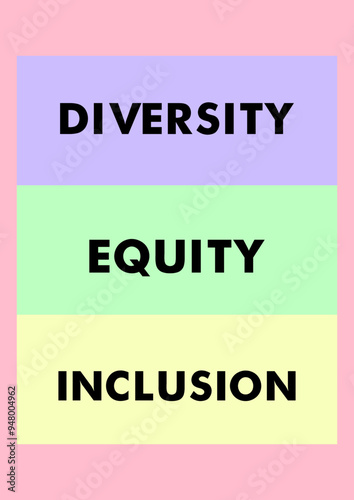 Diversity, equity, inclusion and belonging poster art for print in A0 dimension for wall interior decoration color art business motivation and social issues. 