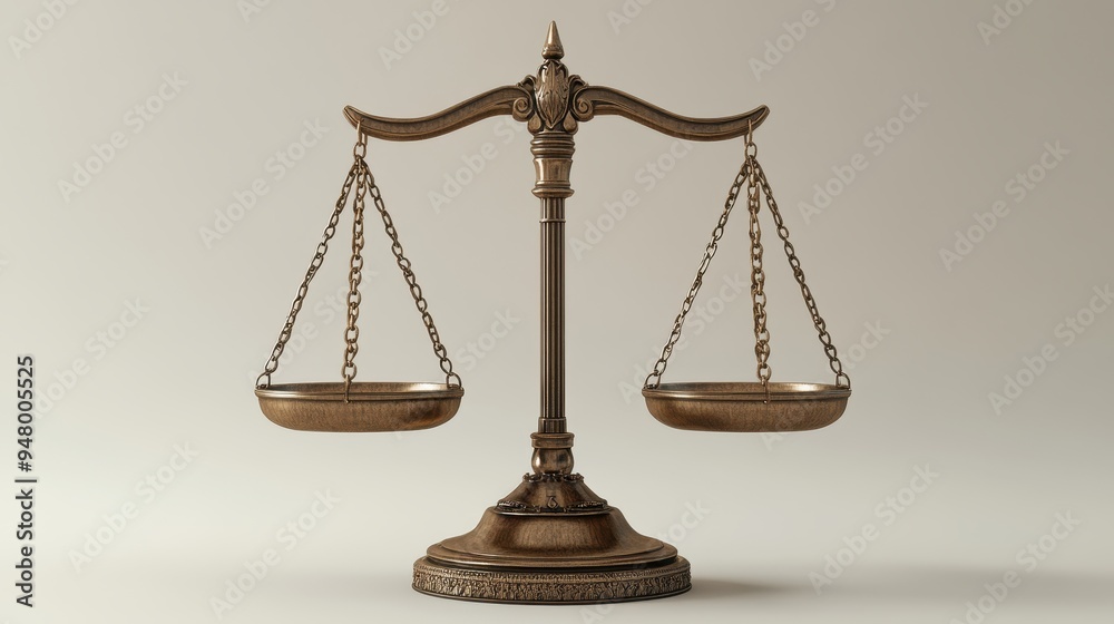 Antique Bronze Balance Scale on Neutral Background Symbolizing Justice and Equality Antique Bronze Balance Scale on Neutral Background Symbolizing Justice and Equality