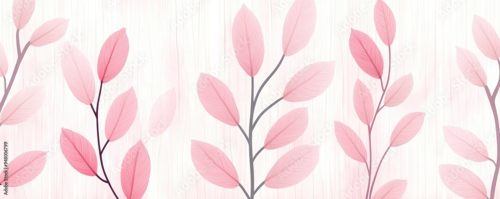 Elegant Pink Leaf Design, A Serene and Aesthetic Background for Modern Spaces Elegant Pink Leaf Design, A Serene and Aesthetic Background for Modern Spaces
