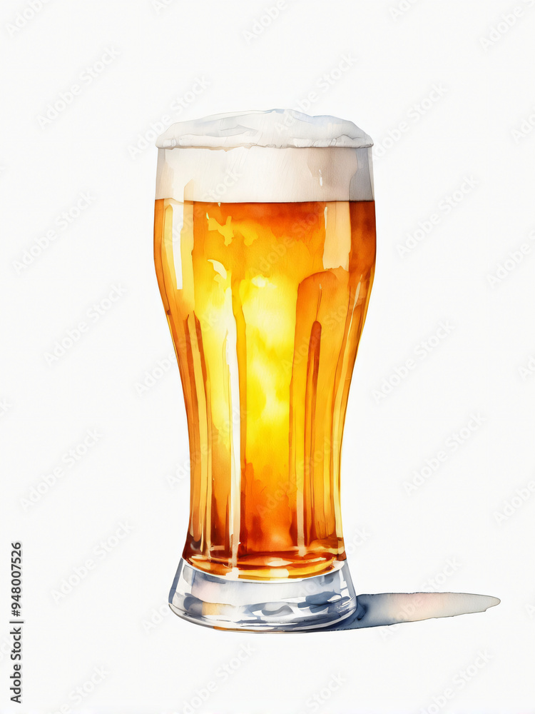 watercolor painting of a glass of beer watercolor painting of a glass of beer