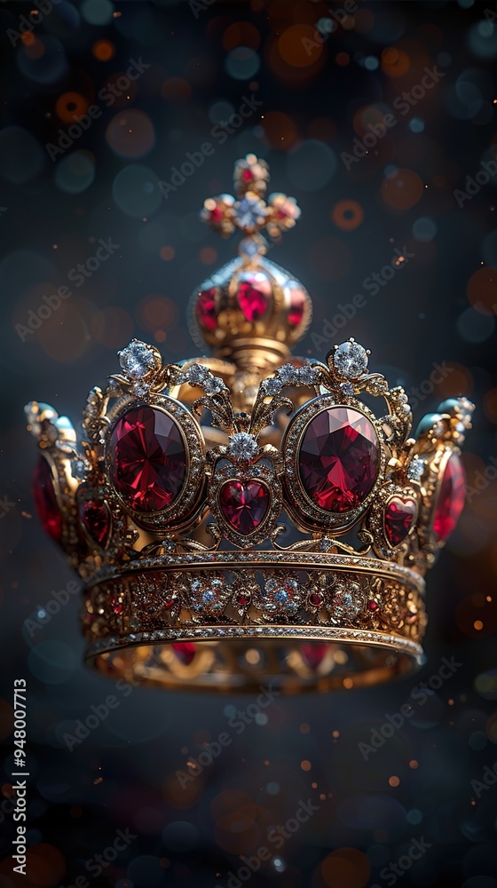 Royal Gold Crown with Rubies and Diamonds - Symbol of Majesty Royal Gold Crown with Rubies and Diamonds - Symbol of Majesty
