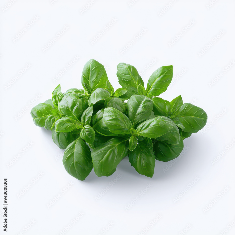 A top view of fresh basil leaves spread out on a white surface, showcasing their vibrant color and culinary versatility. A top view of fresh basil leaves spread out on a white surface, showcasing their vibrant color and culinary versatility.