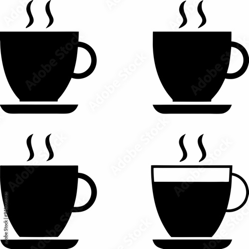 An iconic coffee cup silhouette set