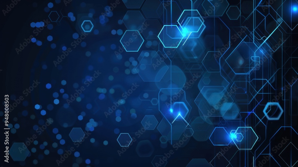 Abstract Digital Network with Glowing Hexagons Abstract Digital Network with Glowing Hexagons
