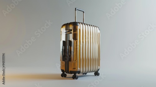 Wheeled suitcases hand luggage spinner bags set airplane baggage isolated on white