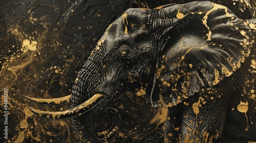 Elephant with Gold Splashes