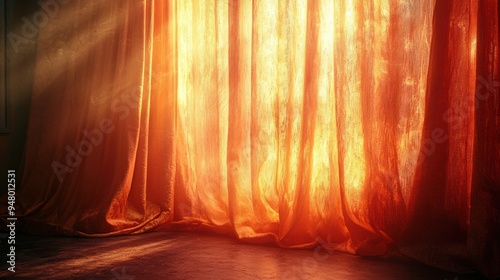 Fiery red curtain with glowing light, abstract motion design, textured wallpaper, artistic backdrop photo