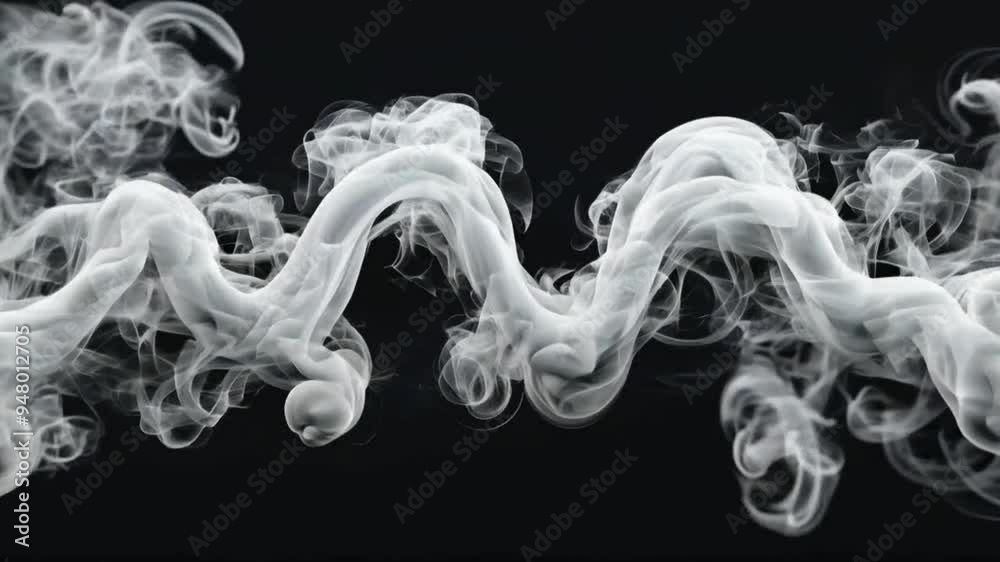 Gentle Swirling Smoke in Slow Motion with Black Backdrop - 4K