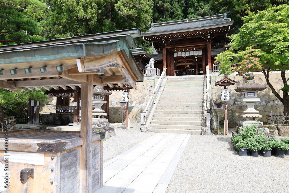 A Japanese shrine : a scene of the precincts of Sakurayama-hachimangu Shrine in Takayama City in Gifu Prefecture A Japanese shrine : a scene of the precincts of Sakurayama-hachimangu Shrine in Takayama City in Gifu Prefecture