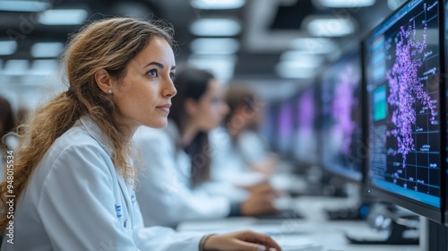 Researchers engage in collaborative discussions on CRISPR technology in a modern conference room