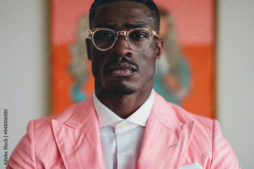 Confident entrepreneur in pink suit Confident entrepreneur in pink suit