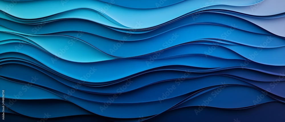 Abstract paper waves in gradient shades of blue create a serene and modern visual effect. Perfect for backgrounds and textures. Abstract paper waves in gradient shades of blue create a serene and modern visual effect. Perfect for backgrounds and textures.