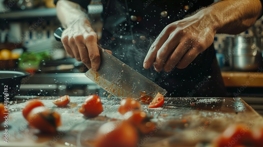 Chef Chopping Tomatoes: A Culinary Masterpiece Chef Chopping Tomatoes: A Culinary Masterpiece