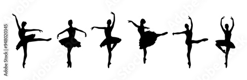 Ballet Dancers Silhouette Vector Set