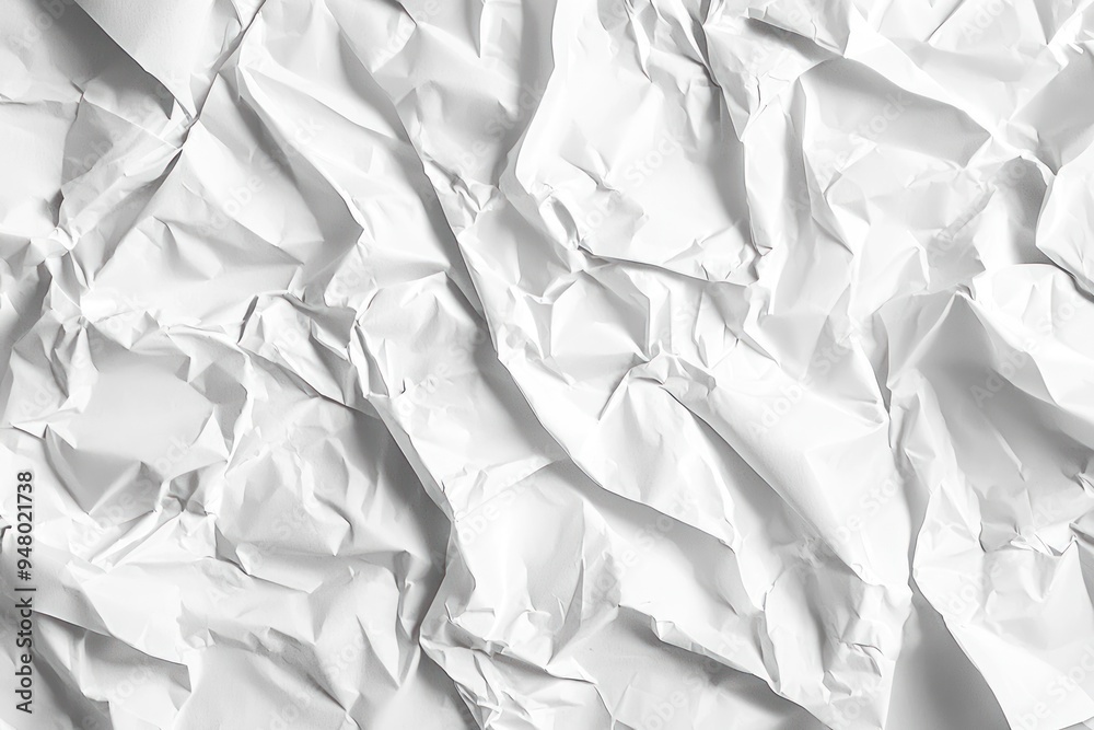 Obraz premium Crumpled white paper texture background with detailed creases and rough surface Generative AI