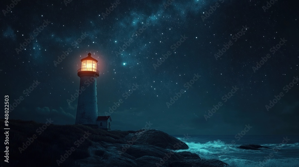 Lighthouse under a starry sky Lighthouse under a starry sky