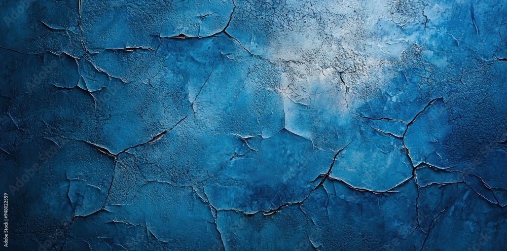 Cracked and peeling blue paint on a weathered wall Generative AI Cracked and peeling blue paint on a weathered wall Generative AI