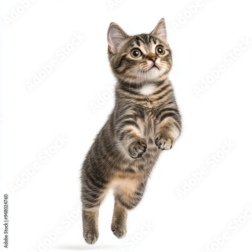 Cat kitten in motion pose transparent background