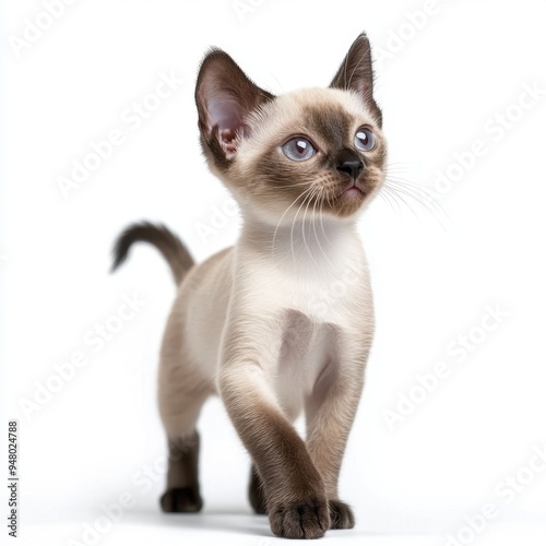 Cat kitten in motion pose transparent background