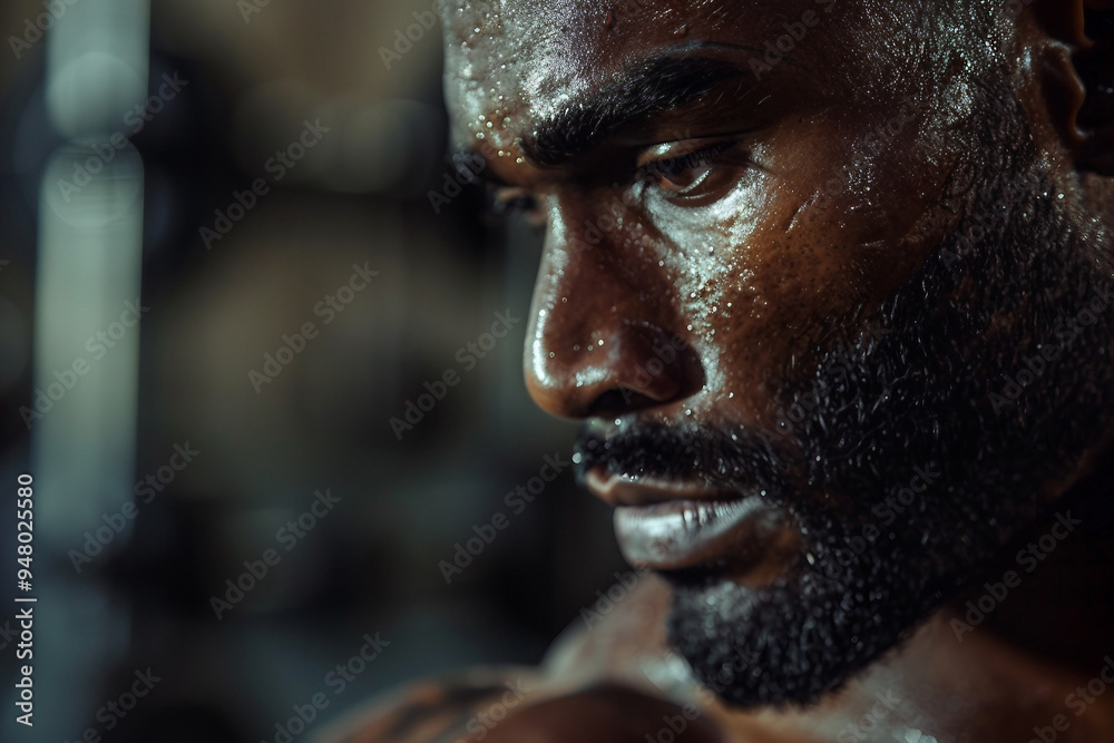 Focused motivated persistent sports person man woman sweating gym outdoor stadium training, Generative AI Focused motivated persistent sports person man woman sweating gym outdoor stadium training, Generative AI