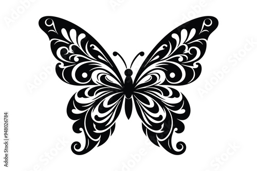 silhouette floral butterfly vector