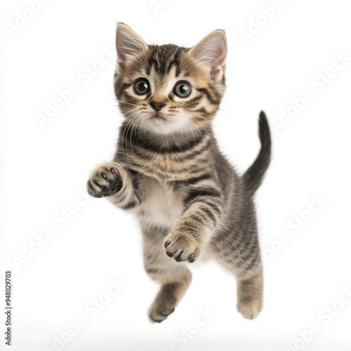 Cat kitten in motion pose transparent background
