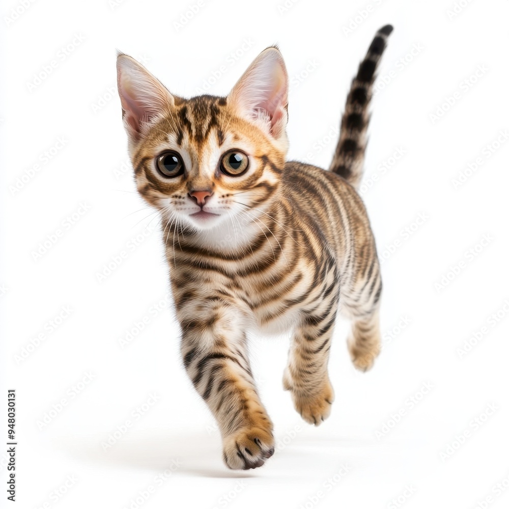Obraz premium Cat kitten in motion pose transparent background