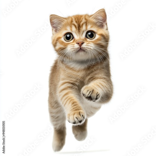 Cat kitten in motion pose transparent background