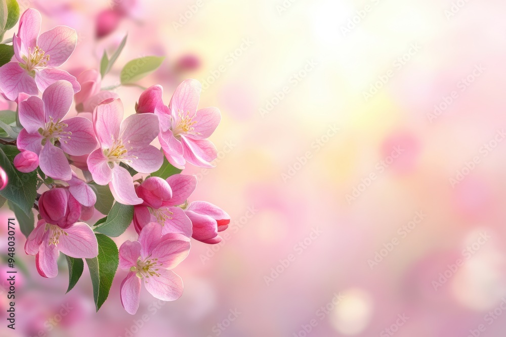 Serene springtime pink blossoms on soft bokeh background Serene springtime pink blossoms on soft bokeh background