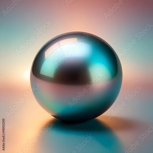 Black Pearl Perlmut Sphere Ball Round Object Iridescent Isolated Luxury Background photo