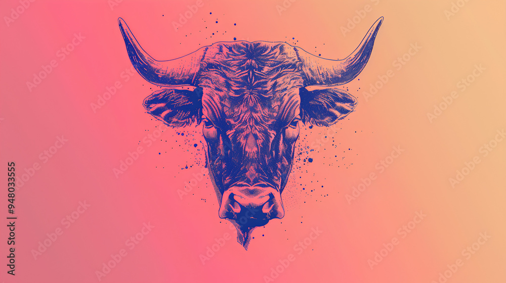 taurus zodiac icon with colored background