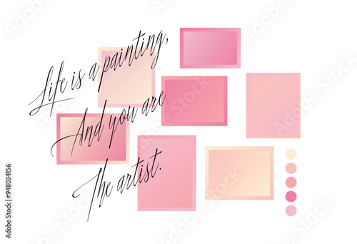 Vector photo collage template moodboard pictures grids vector illustration