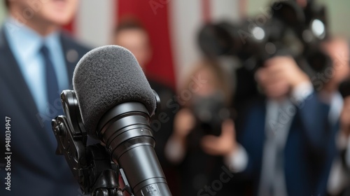 A live press briefing with a government official addressing the nation, surrounded by the press corps photo